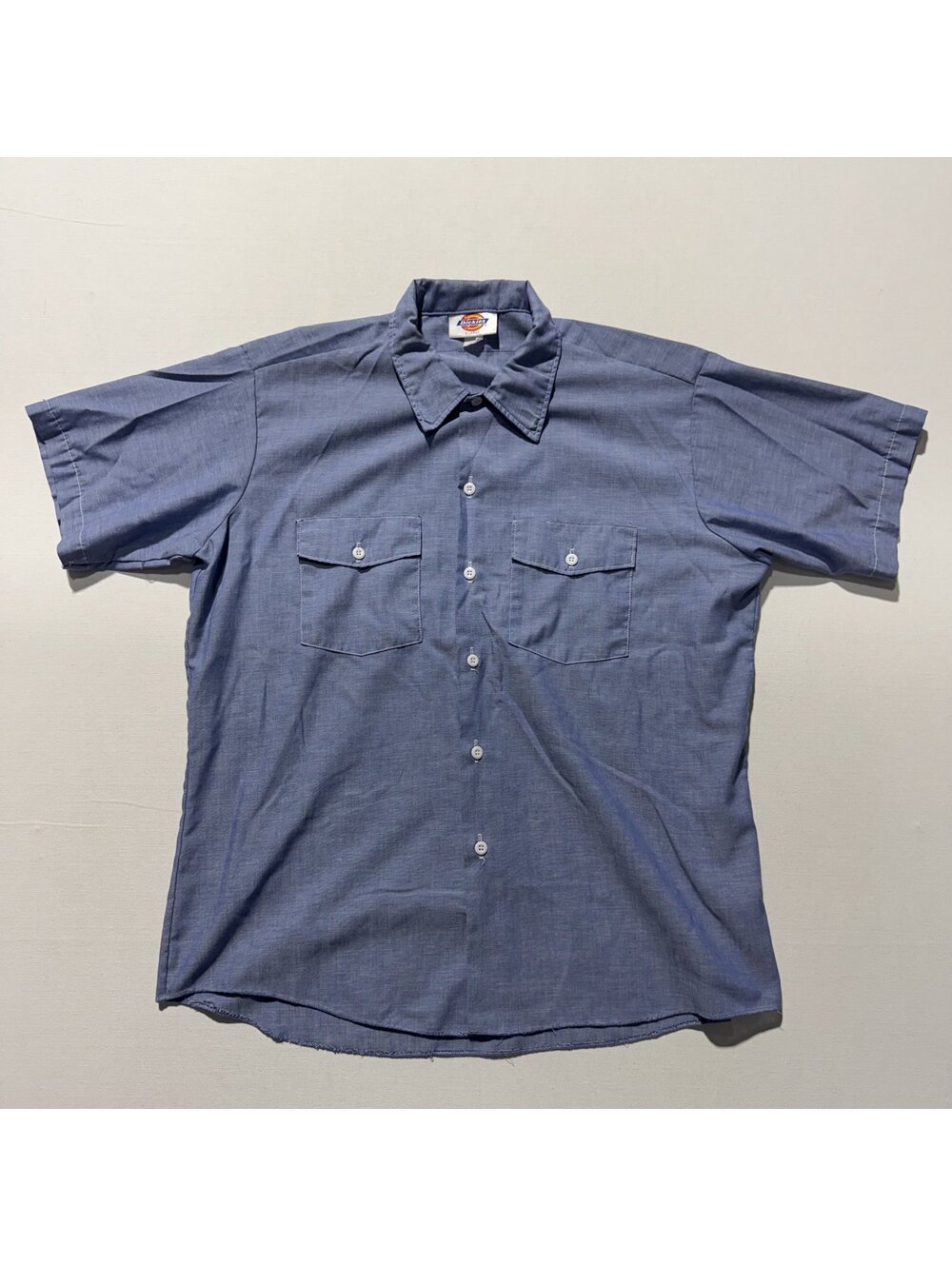 Dickies Blue Chambray Short Sleeve Work Shirt Vintage Workwear